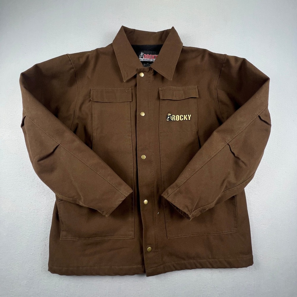 Rocky Canvas Chore Jacket‎ Mens Medium Fleece Lined Insulated Work Coat Rugged